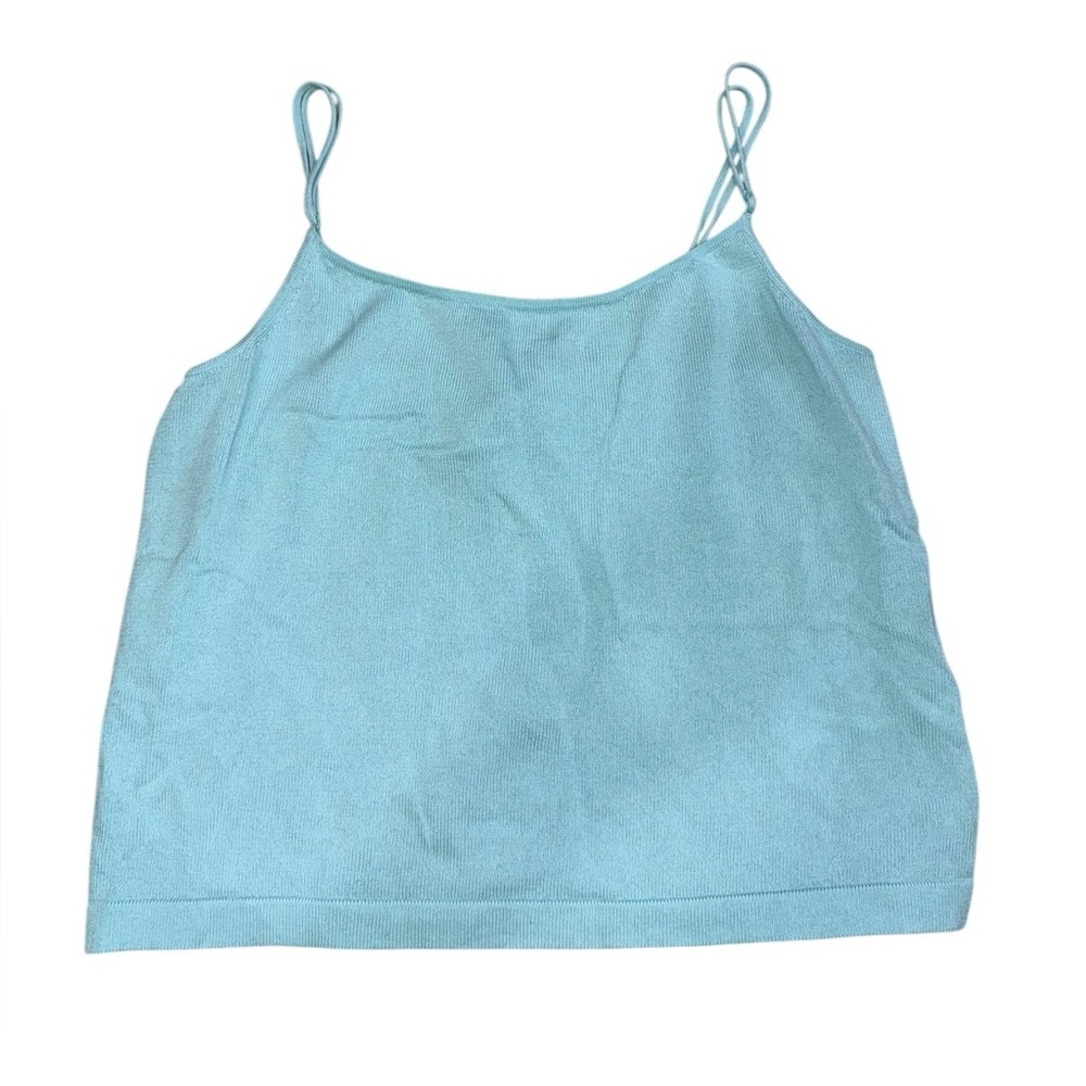 Vince 100% Cotton Ribbed Spaghetti Strap Sky Blue Camisole Top Size Small